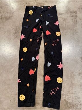 Old Navy Black Kids Leggings with Smiley, Heart & Star Print